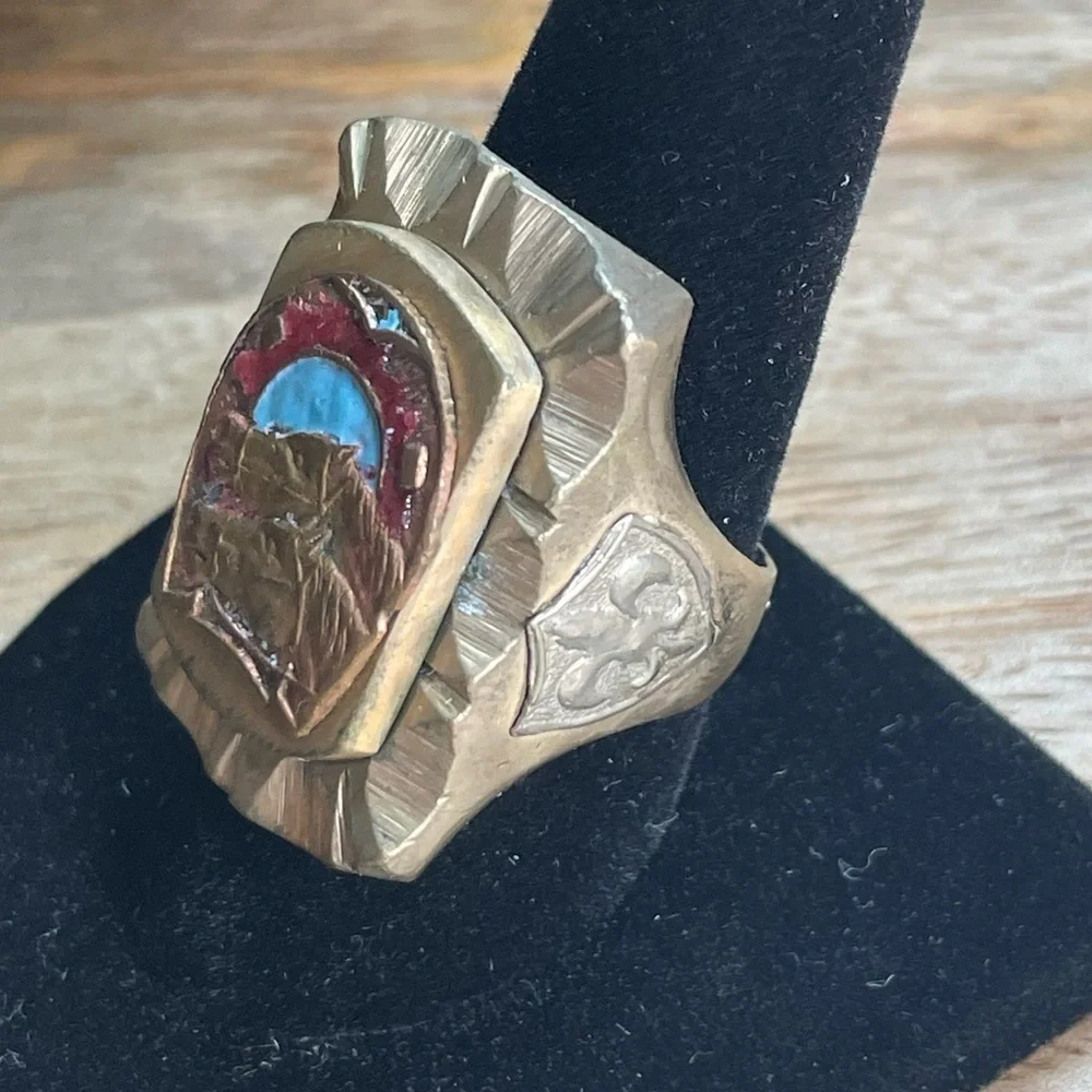 Vintage brass enamel